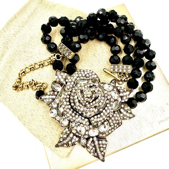 Heidi Daus Necklace Enchanted Beauty Floral Crystal Double Strand NIB - Picture 2 of 11
